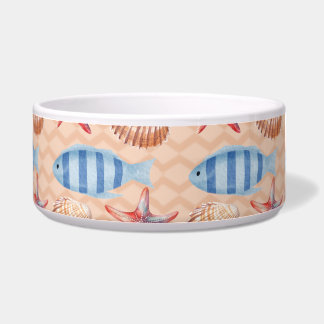 Nautical Fish Starfish Shell Ocean Pattern Bowl