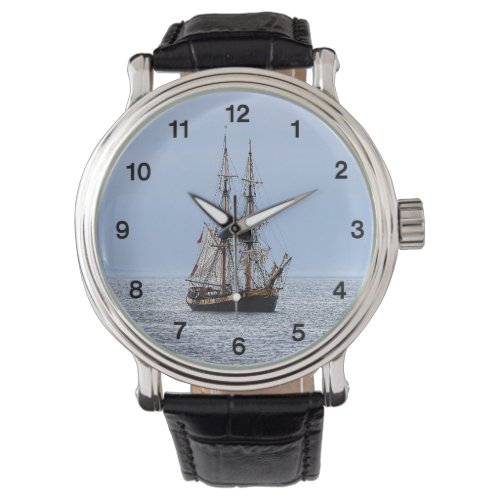 Nautical Fishing Boat Black Numbers Watch