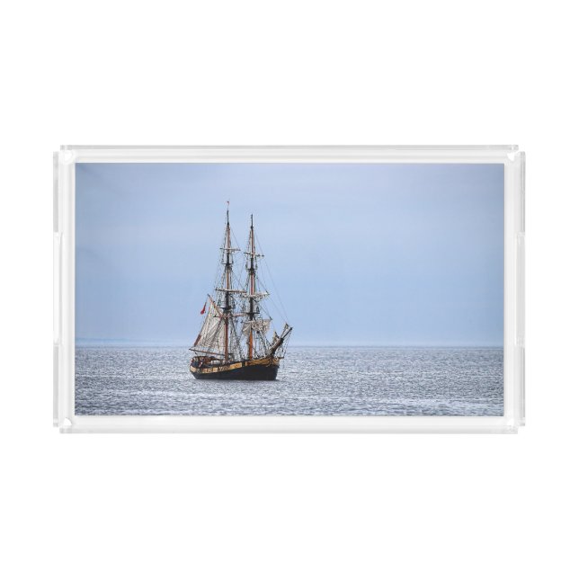 Nautical Fishing Boat Blue Skies Acrylic Tray (Front)