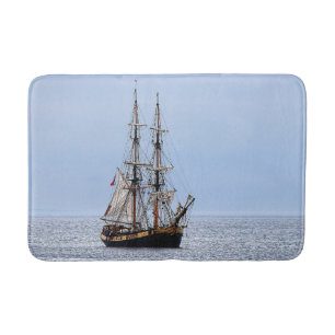 Nautical Fishing Boat Blue Skies Bath Mat