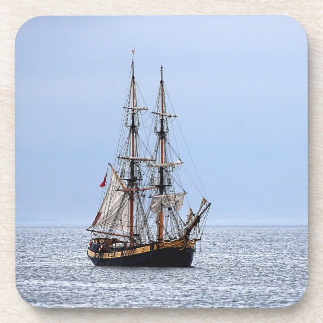 Nautical Fishing Boat Blue Skies Beverage Coaster (Front)