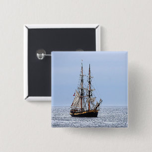 Nautical Fishing Boat Blue Skies Button