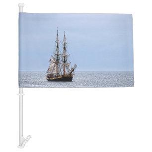 Nautical Fishing Boat Blue Skies Car Flag