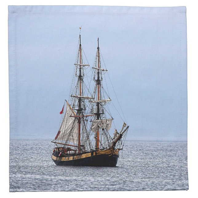 Nautical Fishing Boat Blue Skies Cloth Napkin (Front)