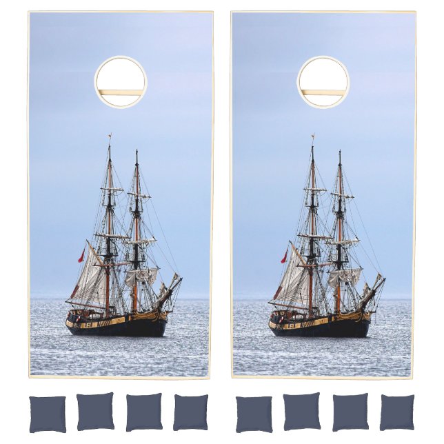 Nautical Fishing Boat Blue Skies Cornhole Set (Set)