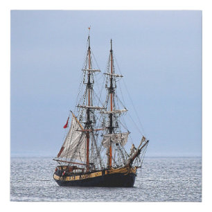 Nautical Fishing Boat Blue Skies Faux Canvas Print