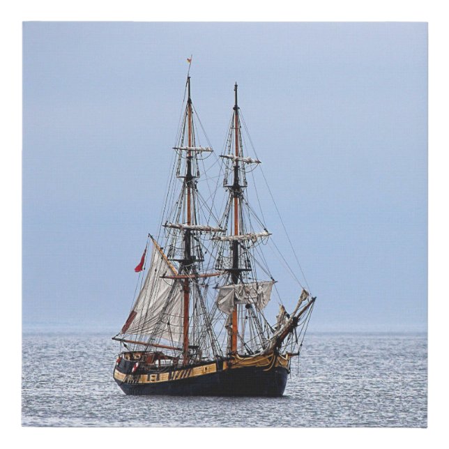 Nautical Fishing Boat Blue Skies Faux Canvas Print (Front)