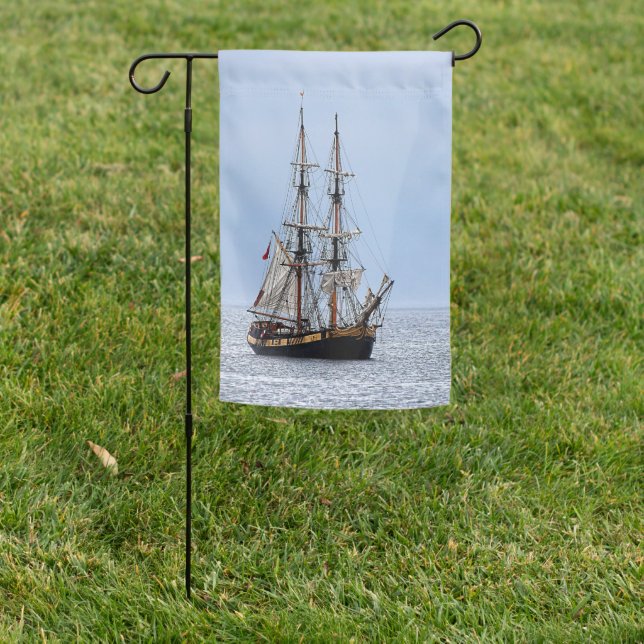 Nautical Fishing Boat Blue Skies Garden Flag (In SItu)