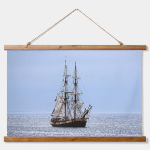 Nautical Fishing Boat Blue Skies Hanging Tapestry