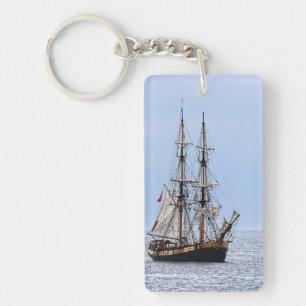 Nautical Fishing Boat Blue Skies Keychain