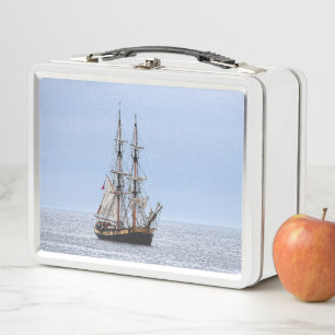 Nautical Fishing Boat Blue Skies Metal Lunch Box