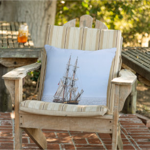 Nautical Fishing Boat Blue Skies Outdoor Pillow