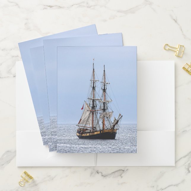Nautical Fishing Boat Blue Skies Pocket Folder (In Situ)