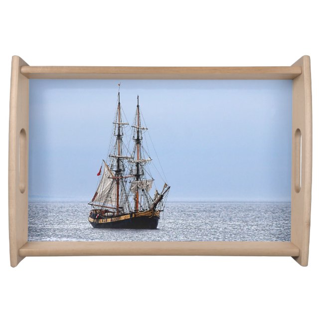Nautical Fishing Boat Blue Skies Serving Tray (Front)