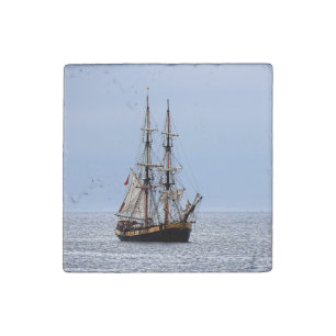 Nautical Fishing Boat Blue Skies Stone Magnet