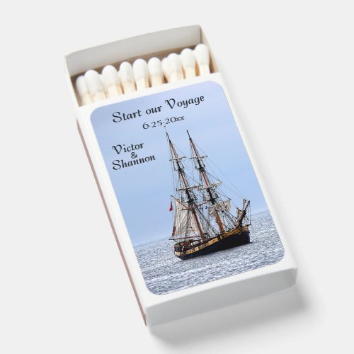 Nautical Fishing Boat Blue Skies Text Date Matchboxes