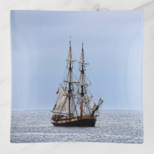 Nautical Fishing Boat Blue Skies Trinket Tray