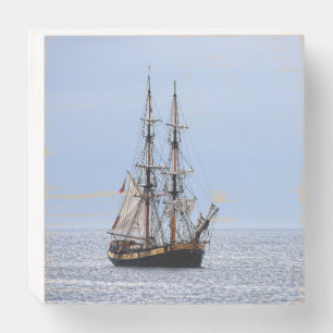 Nautical Fishing Boat Blue Skies Wooden Box Sign