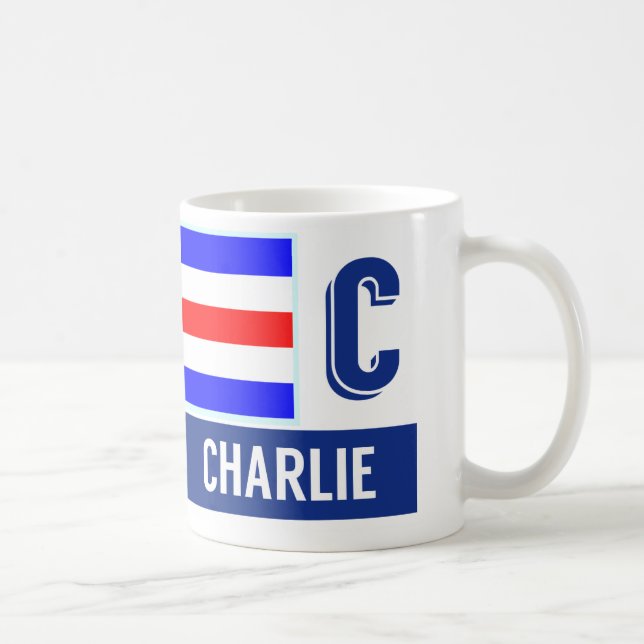 Nautical Flag Alphabet "C" Charlie Coffee Mug (Right)