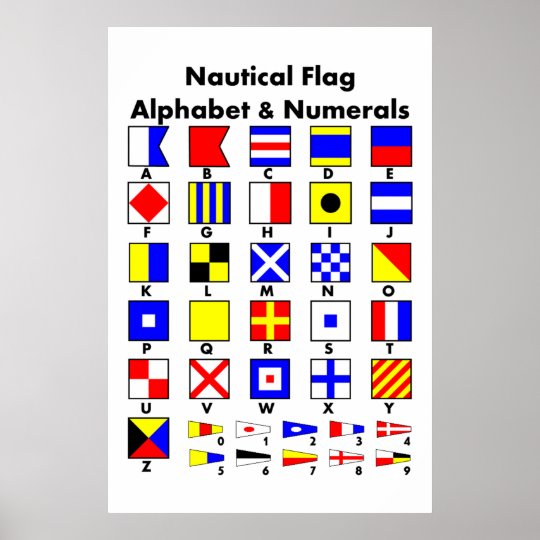 Nautical Flag Alphabet & Numerals Poster | Zazzle