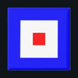 Nautical Flag Alphabet Sign Letter W (Whiskey) Magnet<br><div class="desc">Nautical Flag Alphabet Code Sign Letter W Square Fridge Magnet. Square marine sign nautical alphabet flag "Whiskey" - letter W with blue,  white,  red color blocks/ squares fridge magnet.</div>