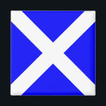 Nautical Flag Alphabet Signal Letter M (Mike) Magnet<br><div class="desc">Nautical Flag Alphabet Signal Letter M Square Fridge Magnet. Square marine signal nautical alphabet flag "Mike" - letter M with white cross against blue color background magnet.</div>
