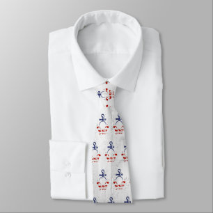 Nautical Flag Anchor on Whitewashed Wood Neck Tie