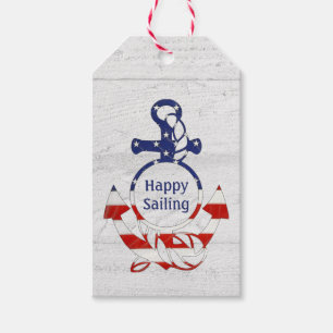Nautical Flag Anchor on Wood Gift Tags