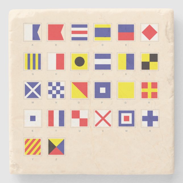 Nautical Flag Chart Stone Coaster (Front)