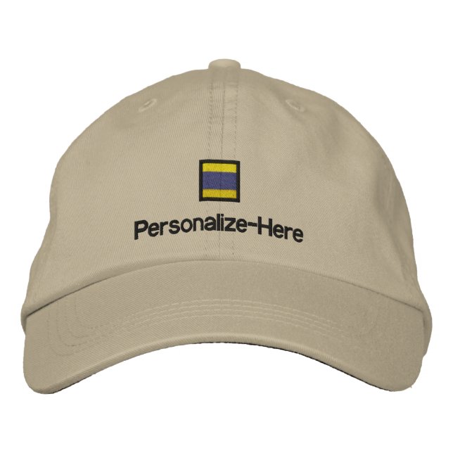 Nautical Flag "D" Personalized Boater's Hat Embroi (Front)