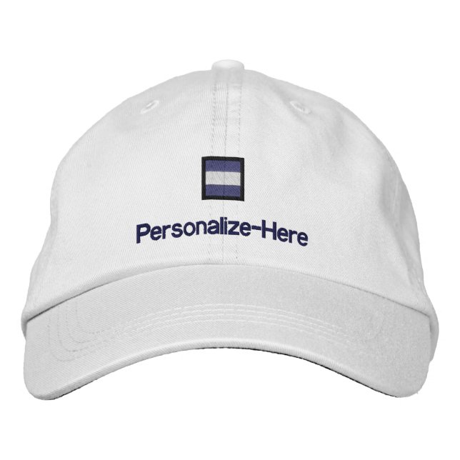 Nautical Flag "J" Personalized Boater's Hat (Front)