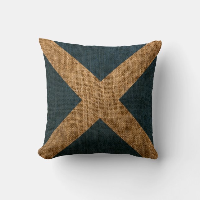 Nautical Flag Letter M Signal Throw Pillow (Front)