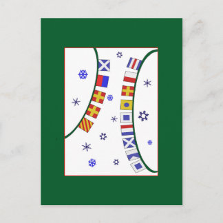Nautical Flag Merry Christmas Postcard