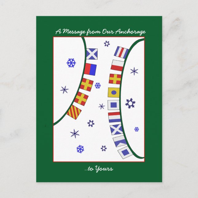 Nautical Flag Merry Christmas Postcard (Front)