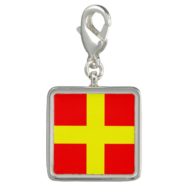 Nautical Flag Sign Code Letter R "Romeo" Charm (Front)