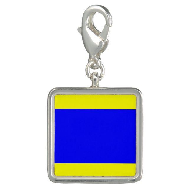 Nautical Flag Signal Code Letter D "Delta" Charm (Front)