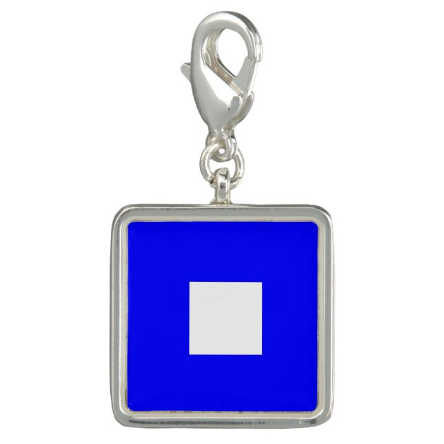 Nautical Flag Signal Code Letter P "Papa" Charm (Front)