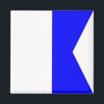 Nautical Flag Signal Letter A (Alfa) Magnet<br><div class="desc">Nautical Flag Signal Letter A Square Fridge Magnet. Square marine signal flag meaning "Alfa" - letter A with blue and white color bars magnet.</div>