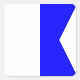 Nautical Flag Signal Letter A (Alfa) Square Sticker