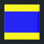 Nautical Flag Signal Letter D (Delta) Magnet<br><div class="desc">Nautical Flag Signal Letter D Square Fridge Magnet. Square marine signal flag meaning "Delta" - letter D with yellow and blue striped color bars magnet.</div>