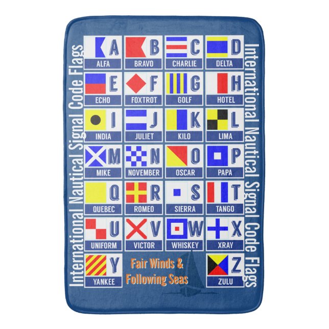Nautical Flags Alphabet Bathroom Mat (Front Vertical)