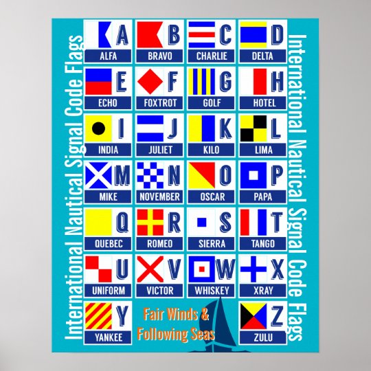 nautical flags alphabet poster zazzlecom