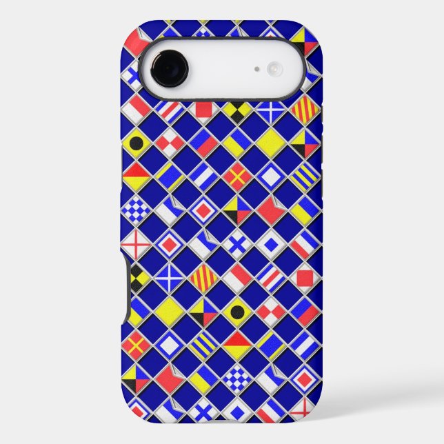 Nautical Flags Checkered Pattern Iphone Case (Back)
