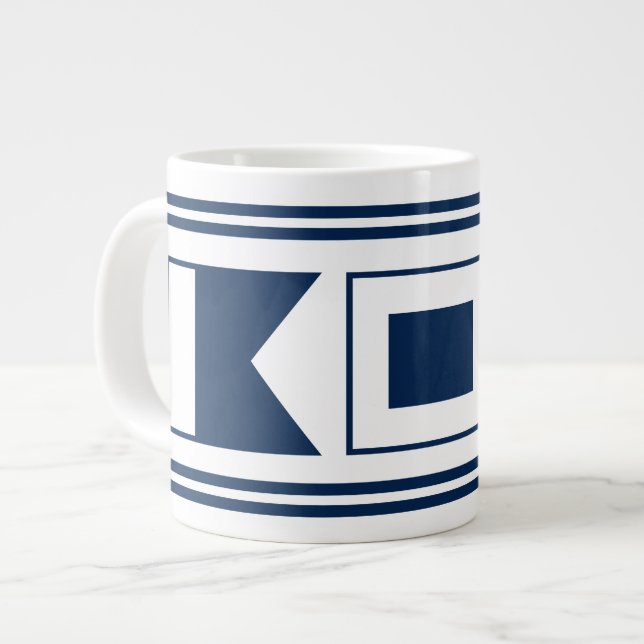 Nautical flags letters of the alphabet custom name giant coffee mug (Front Left)