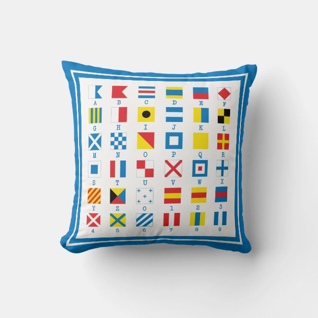Nautical Flags Maritime Signals Throw Pillow (Front)