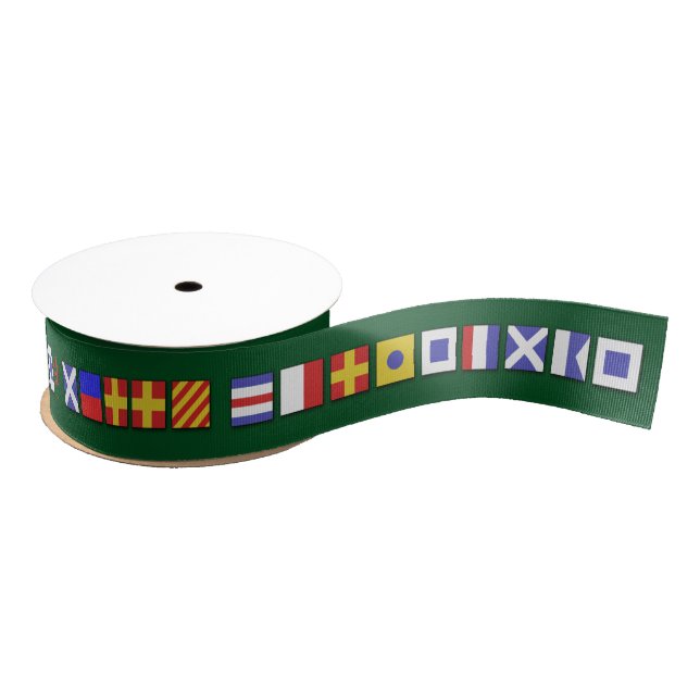 Nautical Flags Merry Christmas Ribbon (Spool)