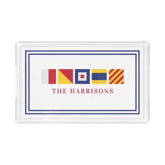Nautical Flags Personalized Acrylic Tray (Front)