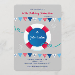 Nautical Flags with Life Preserver Invitation