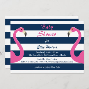 Nautical Flamingo Baby Shower Invitation