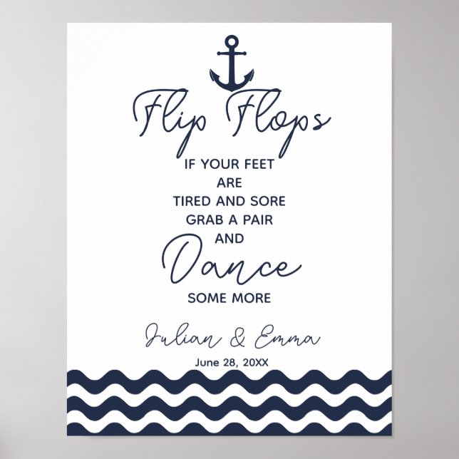 Nautical Flip Flop wedding party print (Front)